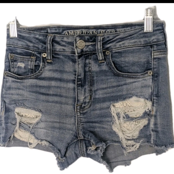 American Eagle Outfitters Pants - American Eagle Hi Rise Shortie Shorts 0 Distressed Next Level Stretch Women Lace